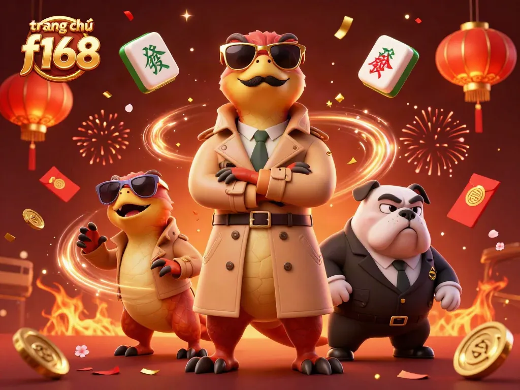 Visit trang chủ f168 where cartoon raptors engage in exciting casino activities in a vibrant lounge scene.