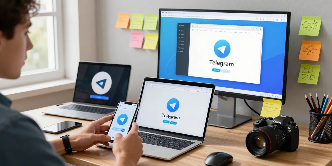 Experience seamless connectivity with Telegram Download showcased in a modern tech workspace.